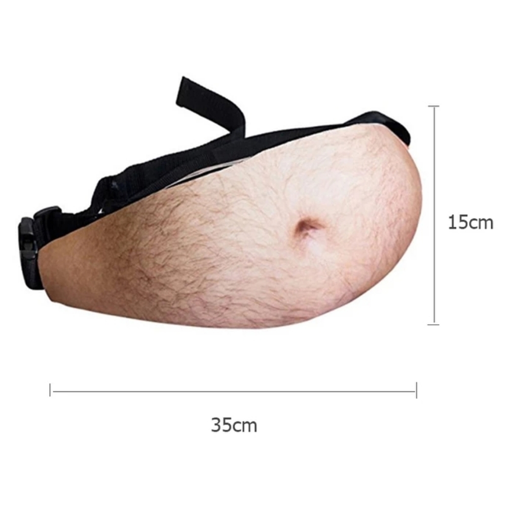 Hairy Beer Belly Fanny Pack Pocket Travel Novelty Waist Bag - Picture 3 of 8